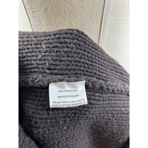 Eileen Fisher 3 button Sweater Brown 100 %Wool long cardigan chunky knit size Sm - Picture 7 of 8